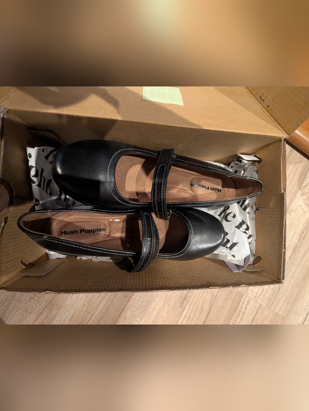 Hush Puppies Black Mary Jane Strap Flats